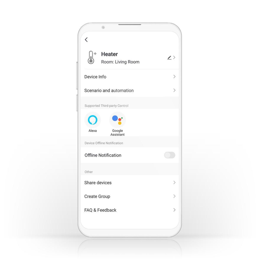 Електричний конвектор/прямий обігрівач 2000 Вт/230 В Wi‑Fi IP24 з термостатом