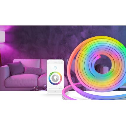 Светодиодная RGB лента для улицы с регулировкой яркости SmartLife 6 м LED/32 Вт/230 В Wi-Fi IP65 + пульт дистанционного управления