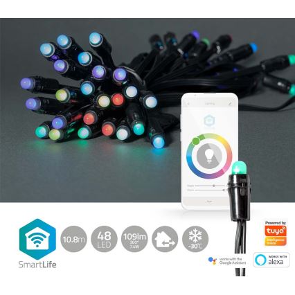 Вулична різдвяна LED RGB гірлянда 48xLED 13,8м IP65 Wi-Fi Tuya