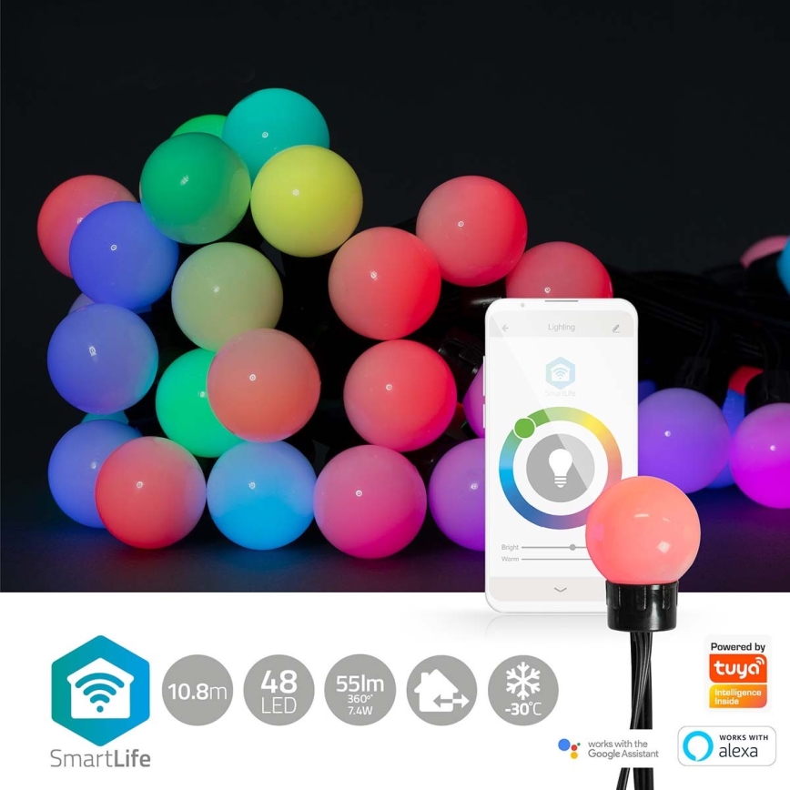 Светодиодная декоративная RGB-гирлянда 48xLED 13,8м IP65 Wi-Fi Tuya