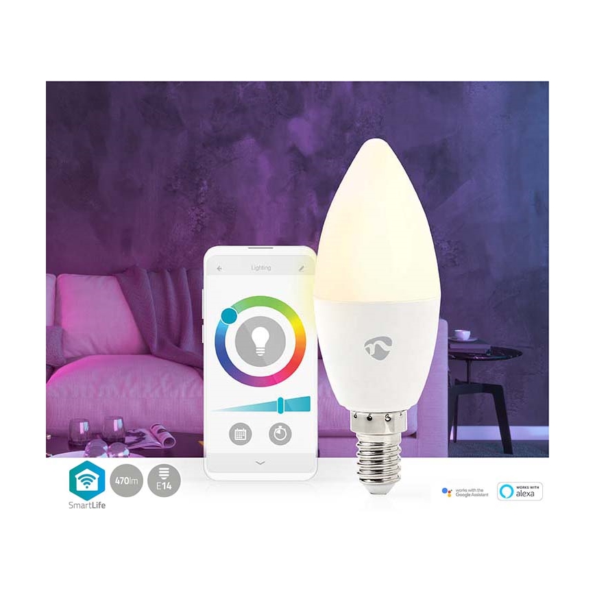 Светодиодная RGB-лампочка с регулированием яркости Smartlife E14/4,9W/230V Wi-Fi 2700-6500K
