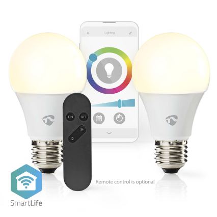 Комплект из 2 диммируемых светодиодных ламп SmartLife RGBW, цоколь E27, 9 Вт, 230 В, Wi‑Fi, 2700–6500 К