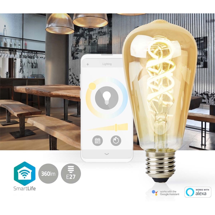 Светодиодная диммируемая лампа ST64 E27/4,9W/230V Wi-Fi 1800-6500K