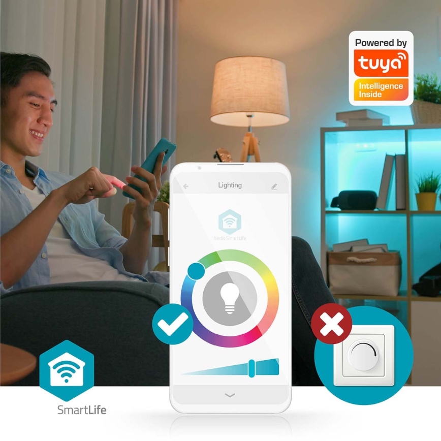 Світлодіодна RGBW розумна димована стрічка SmartLife LED/8W/230V Wi-Fi Tuya + дистанційне керування