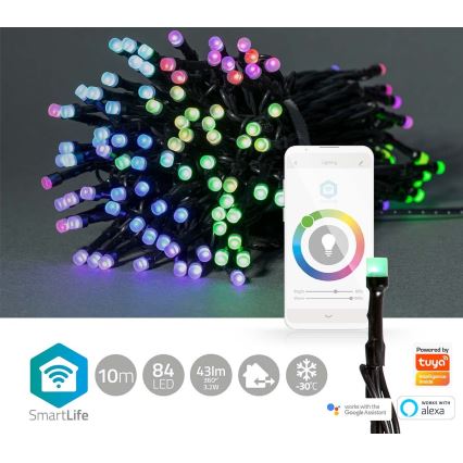 RGB-светодиодная уличная гирлянда, 84 светодиода / 8 режимов, 13 м, IP65, Wi‑Fi Tuya