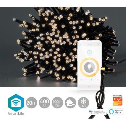 Светодиодная уличная рождественская гирлянда 400xLED/8 функций 25 м IP65 Wi-Fi Tuya теплый белый