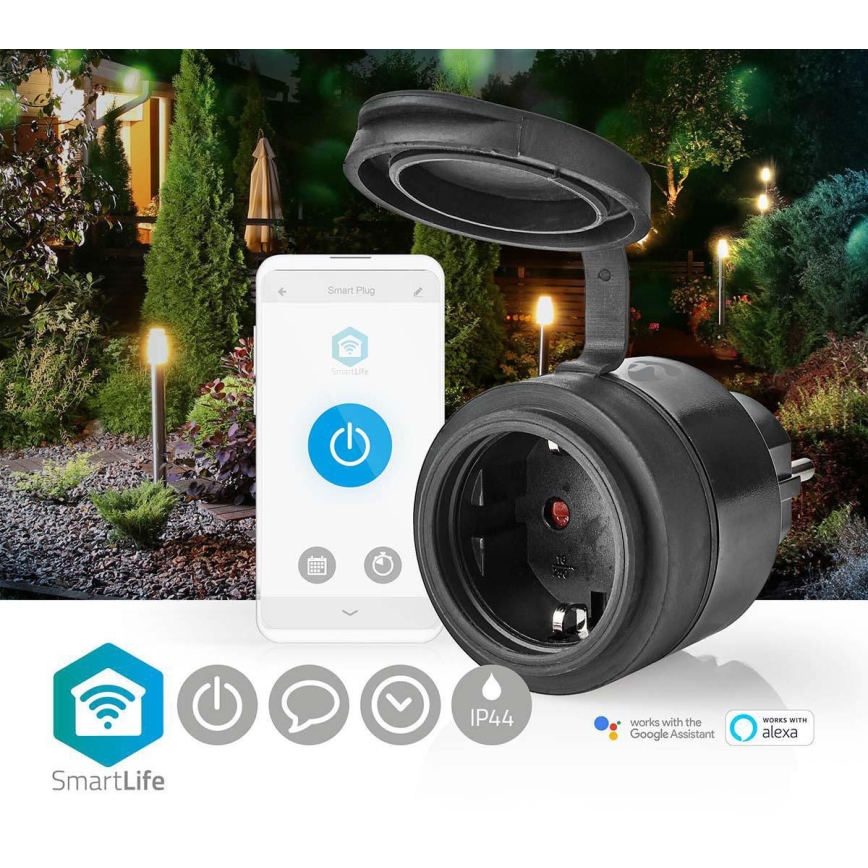 Умная розетка 3680W/230V/Schuko Type F/16A Wi-Fi IP44 черная