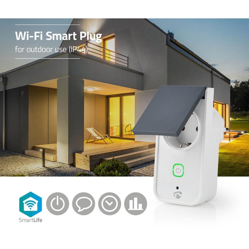 Розумна вулична розетка 3680W/230V/Тип F SCHUKO/16A Wi-Fi IP44