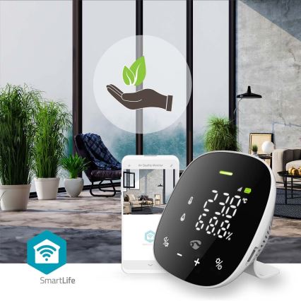 Умный датчик качества воздуха со светодиодным дисплеем SmartLife Wi-Fi