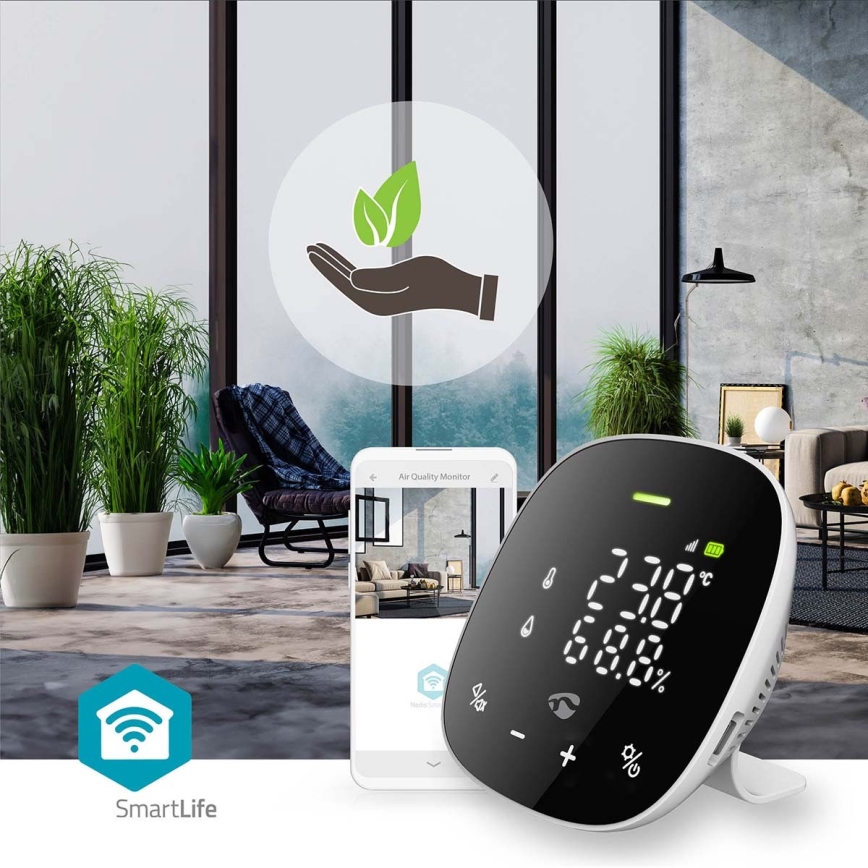 Умный датчик качества воздуха со светодиодным дисплеем SmartLife Wi-Fi
