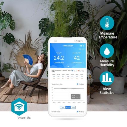 Умный датчик качества воздуха со светодиодным дисплеем SmartLife Wi-Fi