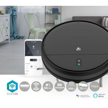 Розумний робот-пилосос Wi-Fi чорний + дистанційне керування