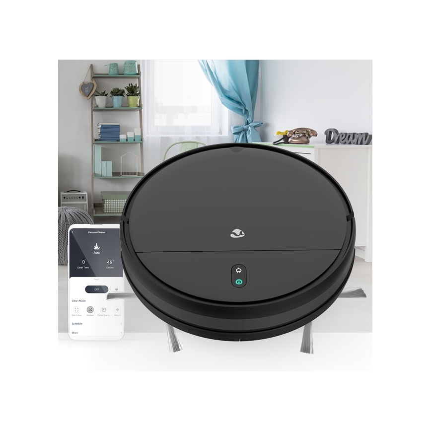 Розумний робот-пилосос Wi-Fi чорний + дистанційне керування