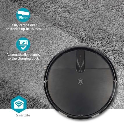 Розумний робот-пилосос із мопом SmartLife 2600 mAh Wi-Fi Tuya, чорний + пульт дистанційного керування
