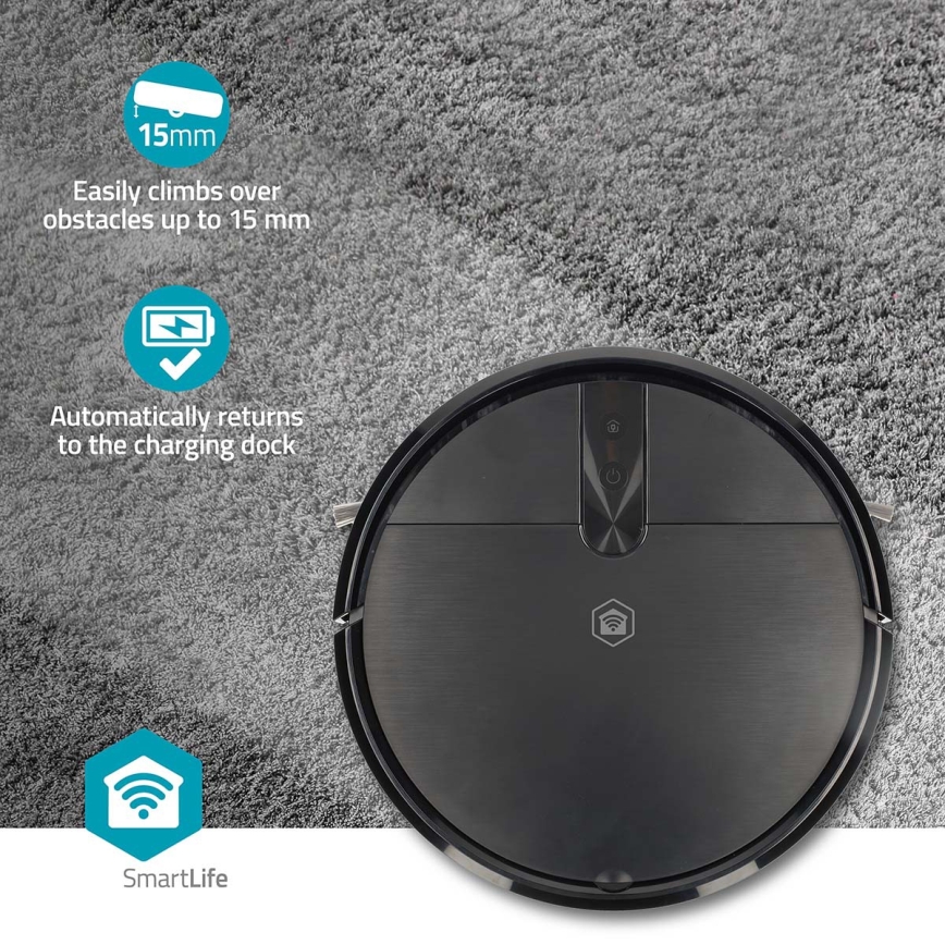 Розумний робот-пилосос із мопом SmartLife 2600 mAh Wi-Fi Tuya, чорний + пульт дистанційного керування