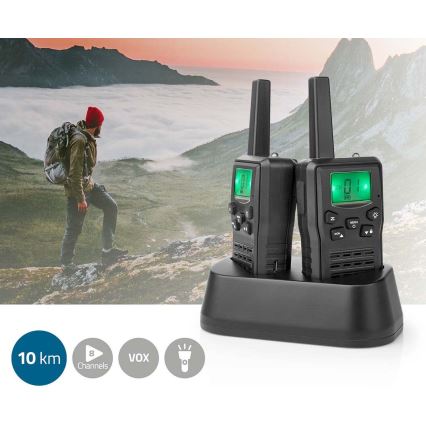 НАБІР 2x Акумуляторна рація зі світлодіодним освітленням 1300 mAh діапазон 10 км
