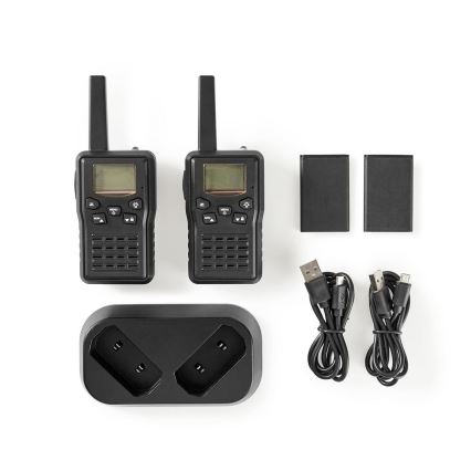 НАБІР 2x Акумуляторна рація зі світлодіодним освітленням 1300 mAh діапазон 10 км