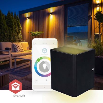 LED RGBW регульований зовнішній настінний світильник SmartLife LED/12W/230V IP65 Wi-Fi Tuya чорний