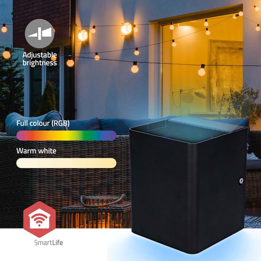 LED RGBW регульований зовнішній настінний світильник SmartLife LED/12W/230V IP65 Wi-Fi Tuya чорний