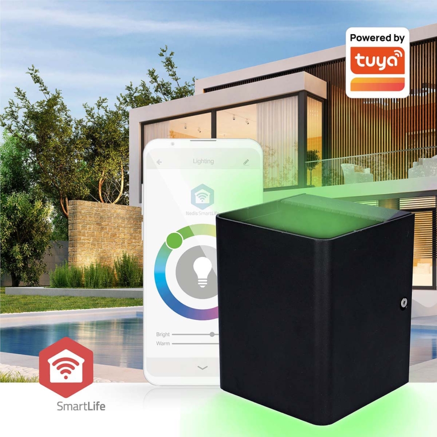 LED RGBW регульований зовнішній настінний світильник SmartLife LED/12W/230V IP65 Wi-Fi Tuya чорний