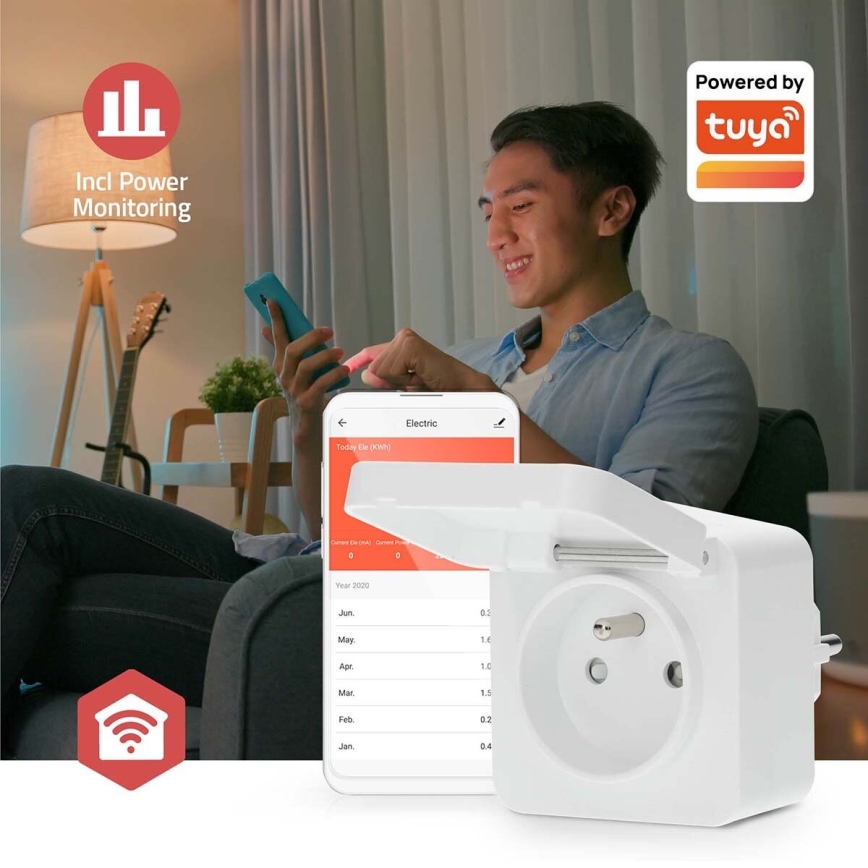 Розумна розетка Smartlife 3680W/230V/ Typ E/16A Wi-Fi Tuya IP44
