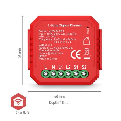 Умный двухканальный диммер SmartLife 230 В
