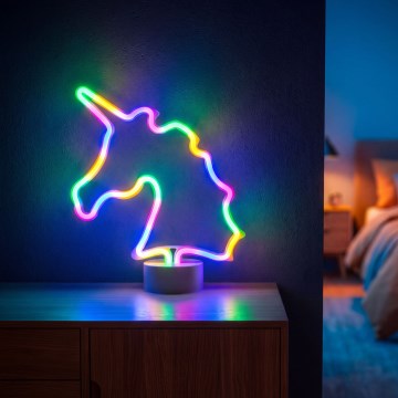 Неоновая настольная LED‑декорация, 2 Вт, 3xAA/USB — единорог
