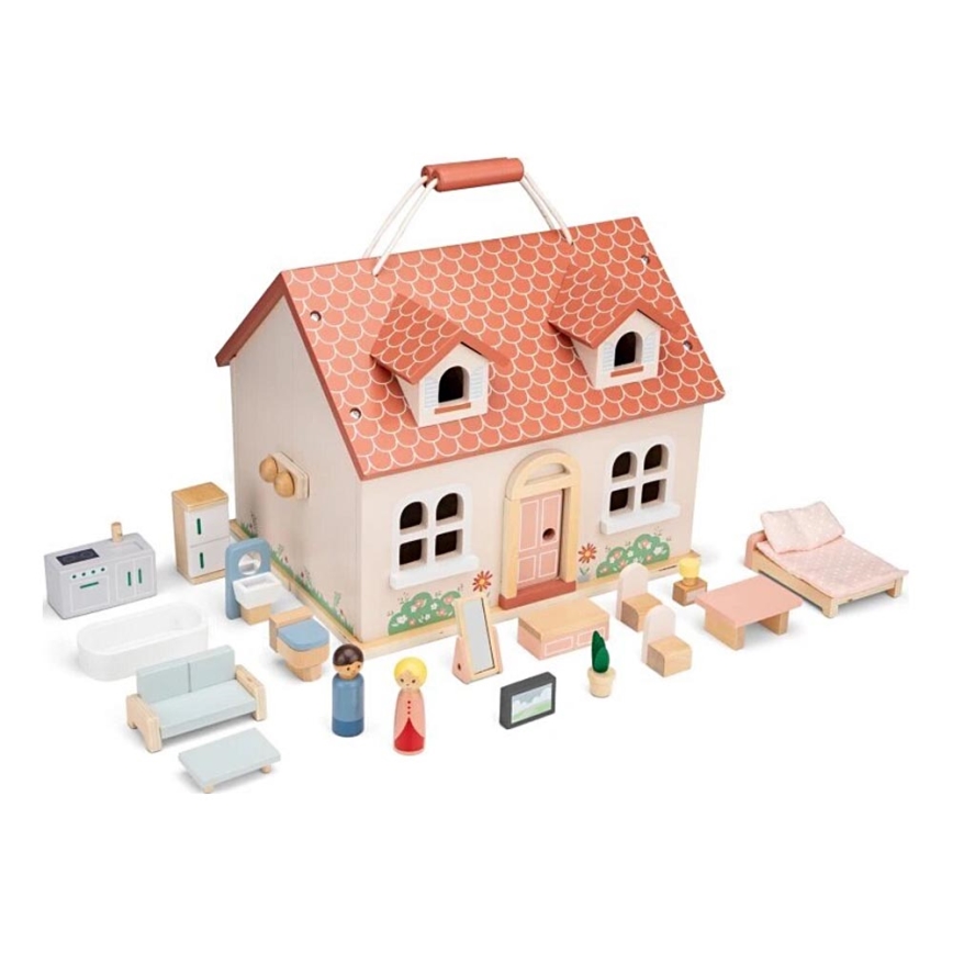 New Classic Toys - Деревʼяний ляльковий будиночок червоний