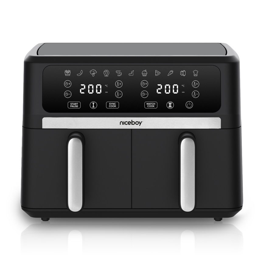 Niceboy AirFryer DUO - дуальна аерофритюрниця 9 л, 2400 Вт/230 В