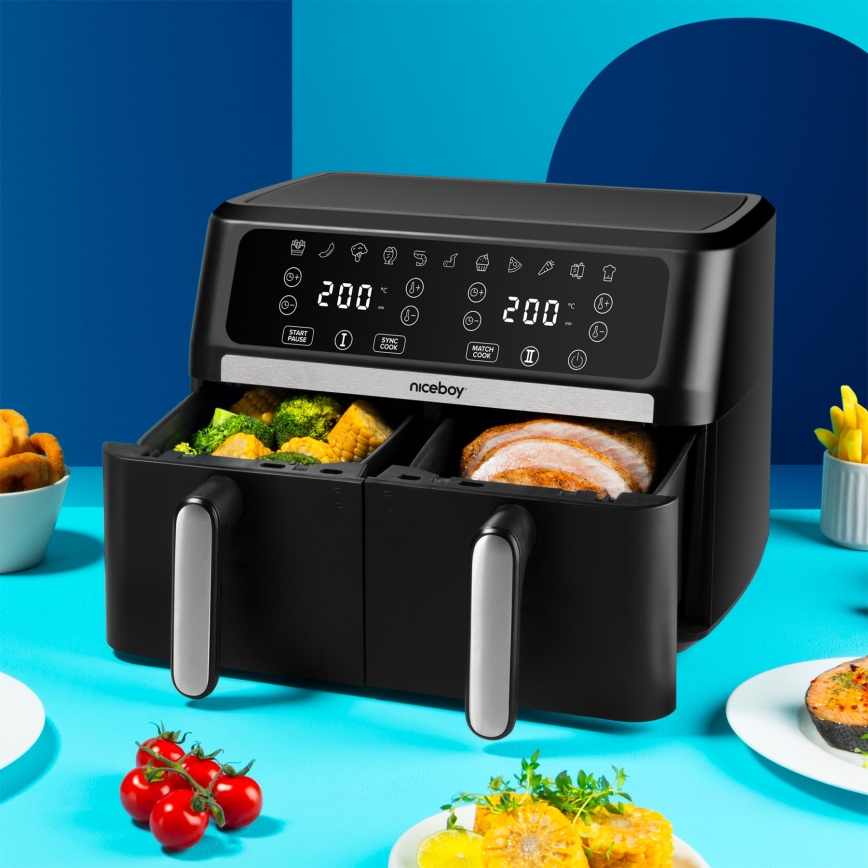 Niceboy AirFryer DUO - дуальна аерофритюрниця 9 л, 2400 Вт/230 В