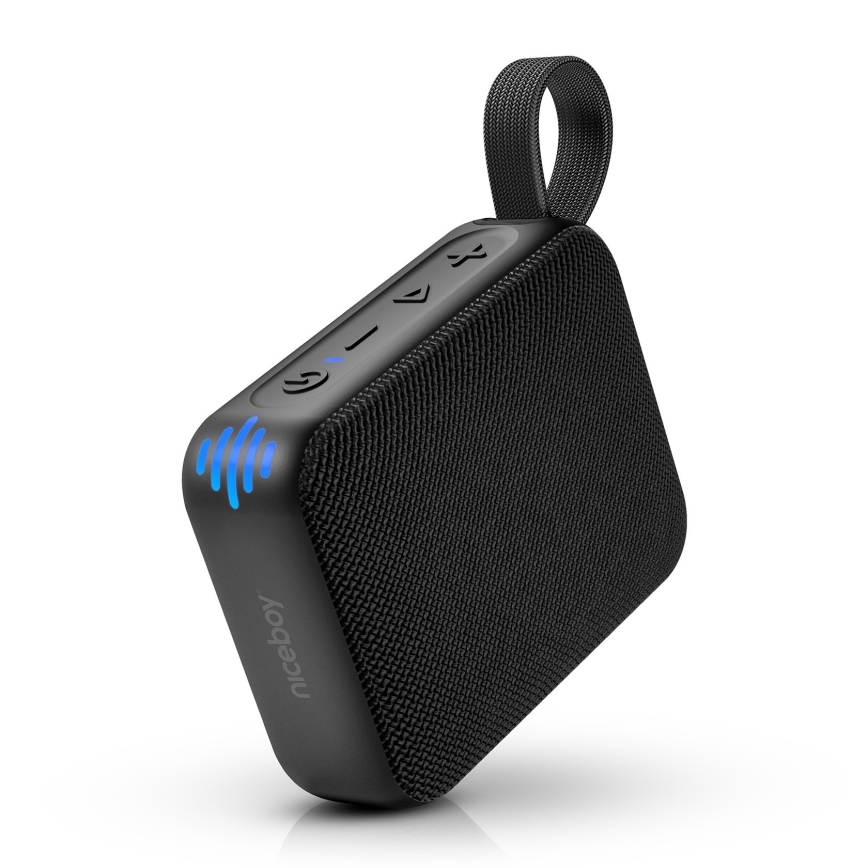 Niceboy Atom 4 - Светодиодная беспроводная колонка с микрофоном 6W/1000 mAh IP67 черный