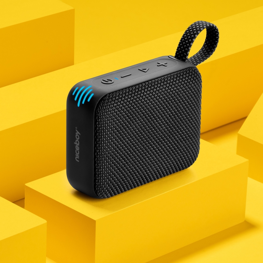 Niceboy Atom 4 - Светодиодная беспроводная колонка с микрофоном 6W/1000 mAh IP67 черный