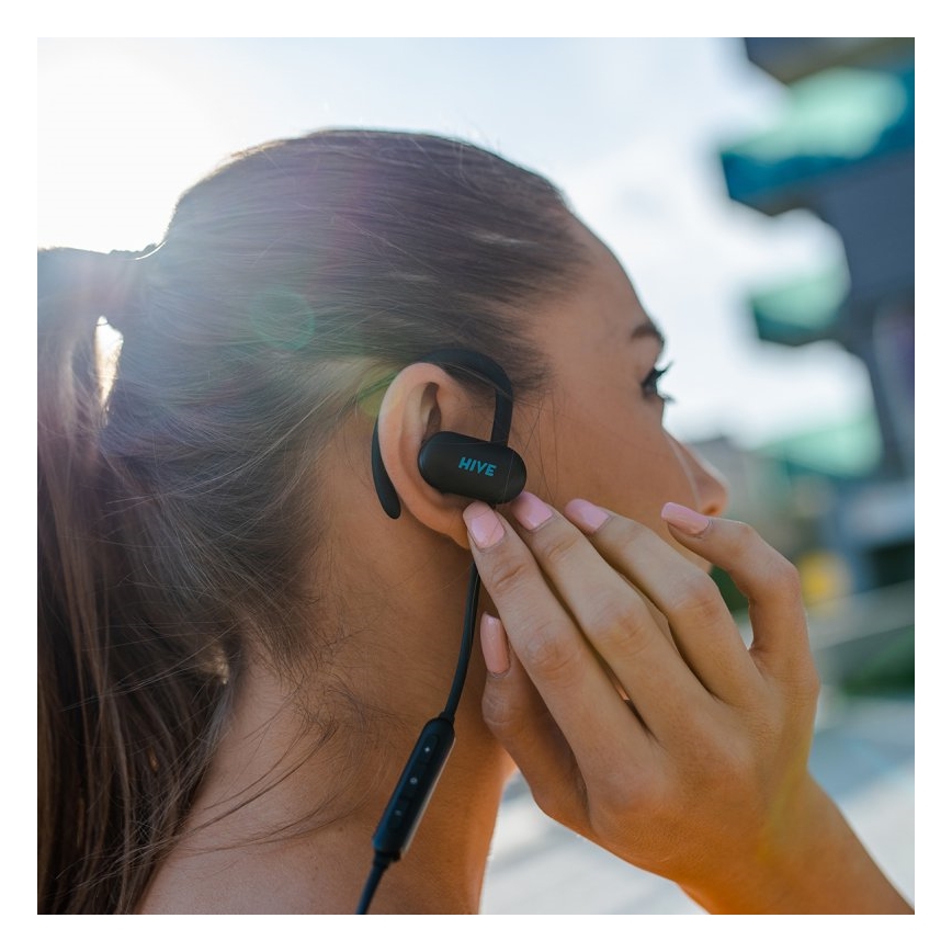 Niceboy HIVE sport 2 - спортивные наушники с микрофоном, защита IPX5, чёрные