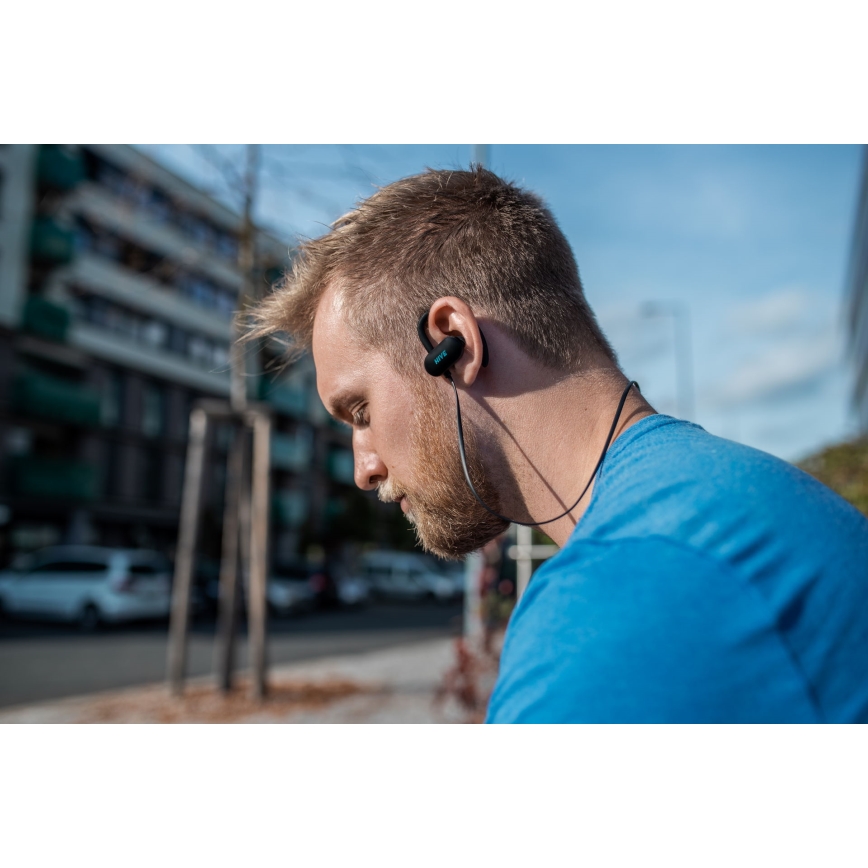 Niceboy HIVE sport 2 - спортивные наушники с микрофоном, защита IPX5, чёрные