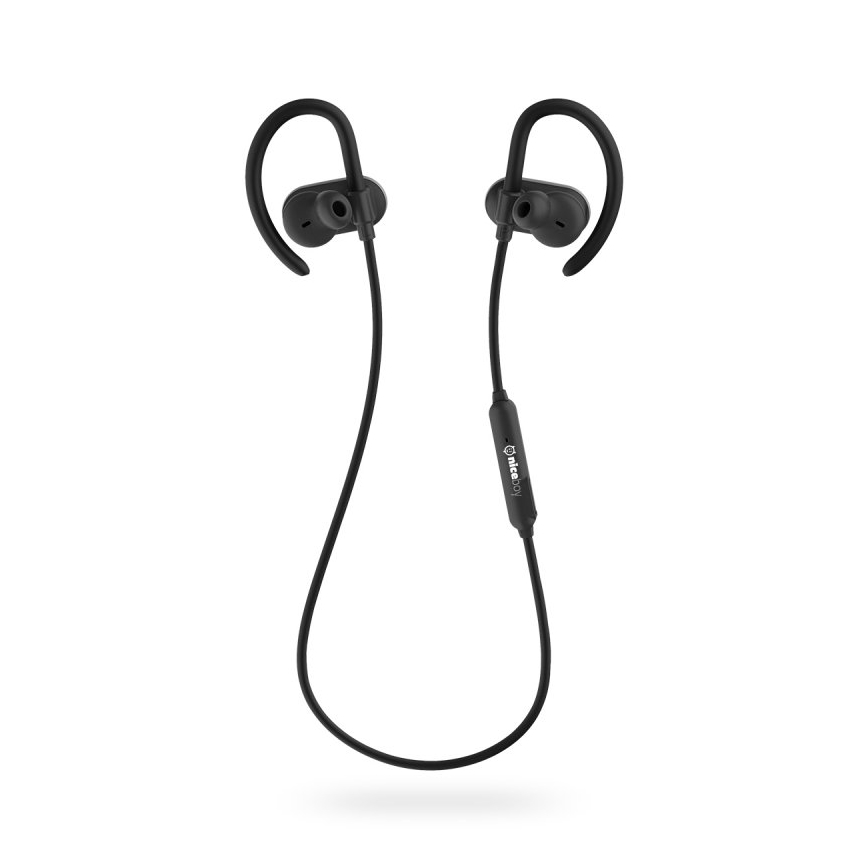 Niceboy HIVE sport 2 - спортивные наушники с микрофоном, защита IPX5, чёрные