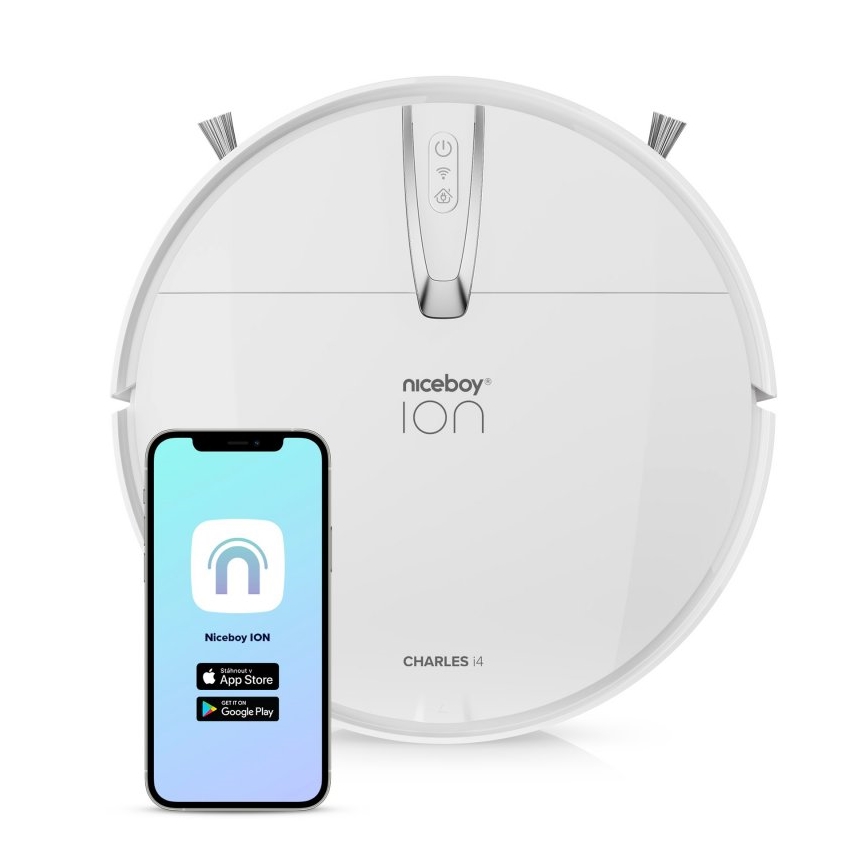 Niceboy ION Charles i4 - Розумний робот-пилосос 2в1 4400 mAh Wi-Fi білий + пульт дистанційного керування