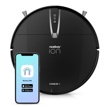 Niceboy ION Charles i4 - Розумний робот-пилосос 2в1 4400 mAh Wi-Fi чорний + пульт дистанційного керування