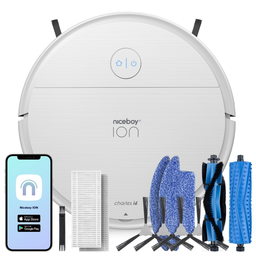 Niceboy ION Charles i6 - Розумний робот-пилосос 2в1 2600 mAh Wi-Fi білий
