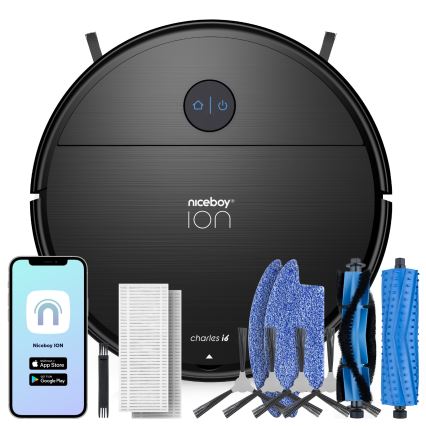 Niceboy ION Charles i6 - Розумний робот-пилосос 2в1 2600 mAh Wi-Fi чорний