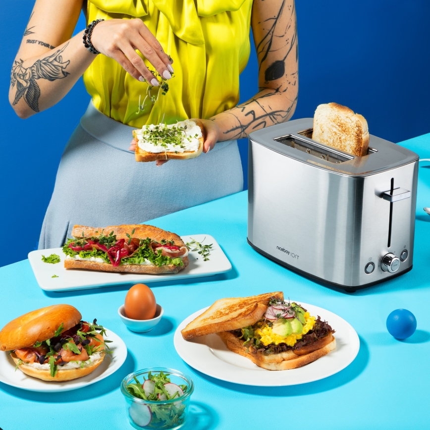 Niceboy ION Cruncher C4 - Тостер з двома отворами і обсмажувачем 850W/230V нержавіюча сталь