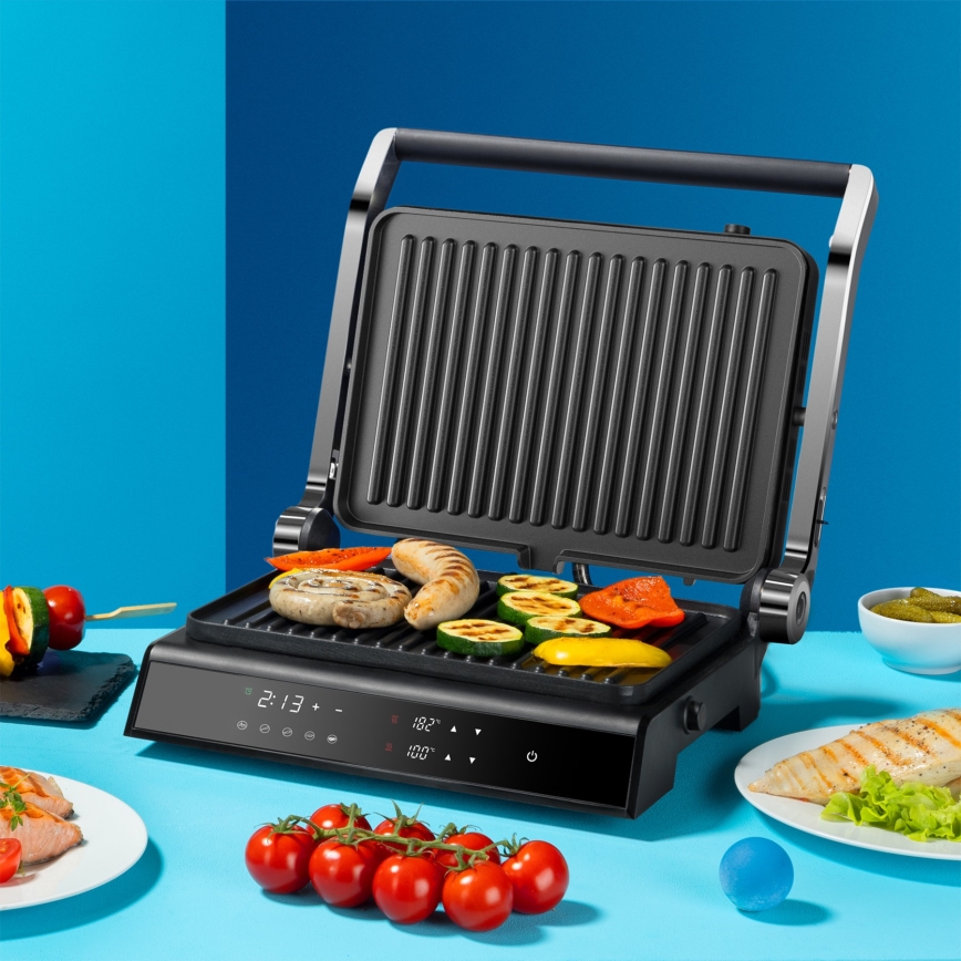 Niceboy ION Grillmaster - Контактний гриль 2000W/230V чорний/матовий хром