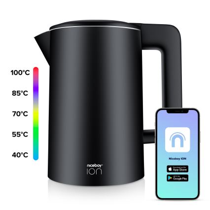 Niceboy ION SmartKettle - Розумний чайник з терморегулюванням 1,7 л 2200W/230V Wi-Fi чорний