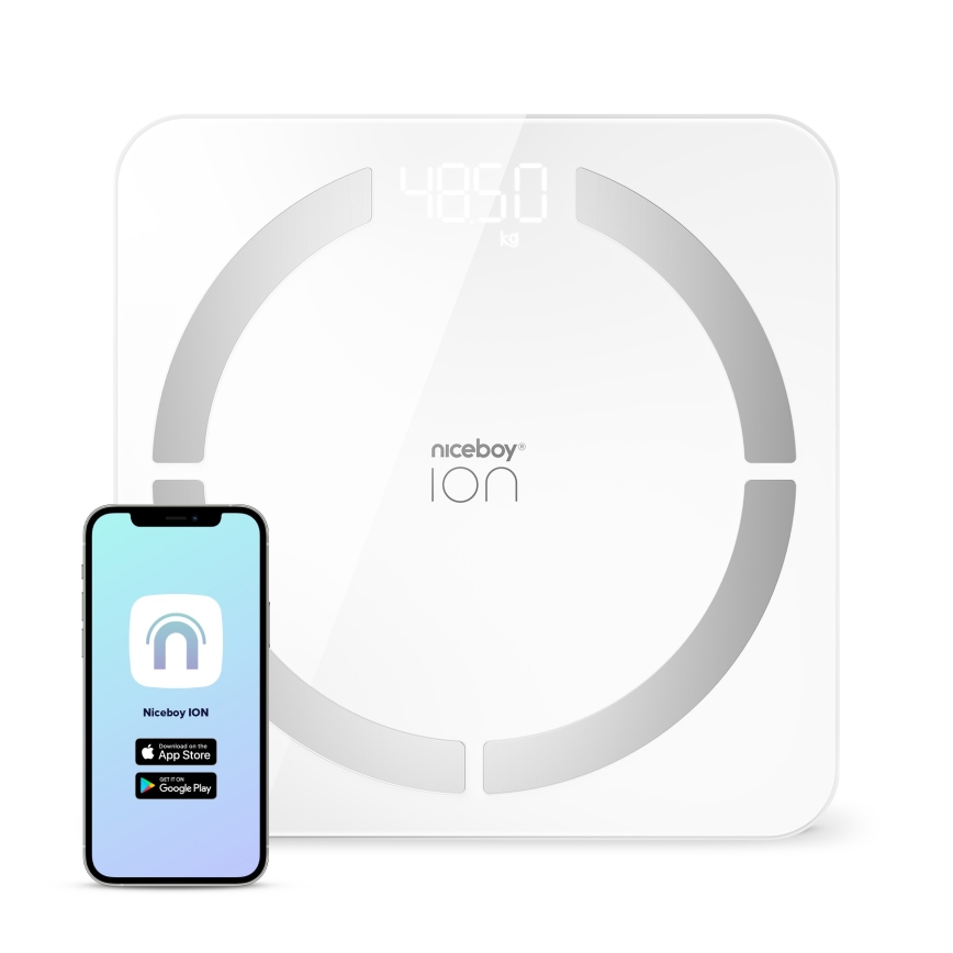 Niceboy ION SmartScale - Розумні цифрові персональні ваги 3xAAA білий