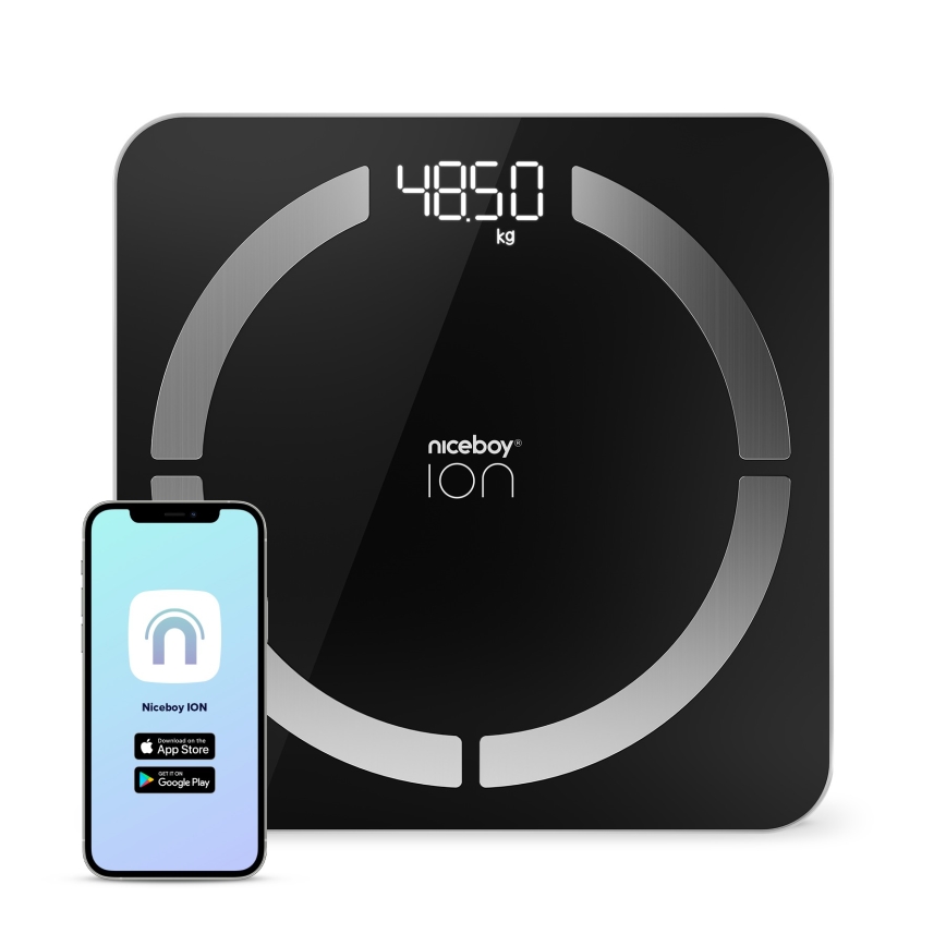 Niceboy ION SmartScale - Розумні цифрові персональні ваги 3xAAA чорний