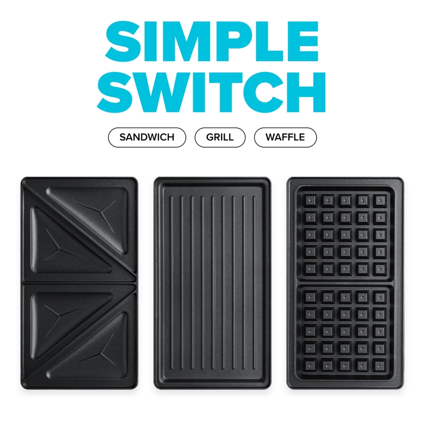 Niceboy ION Snacker S3 - Бутербродница 3в1 750W/230V нержавеющая сталь/черный