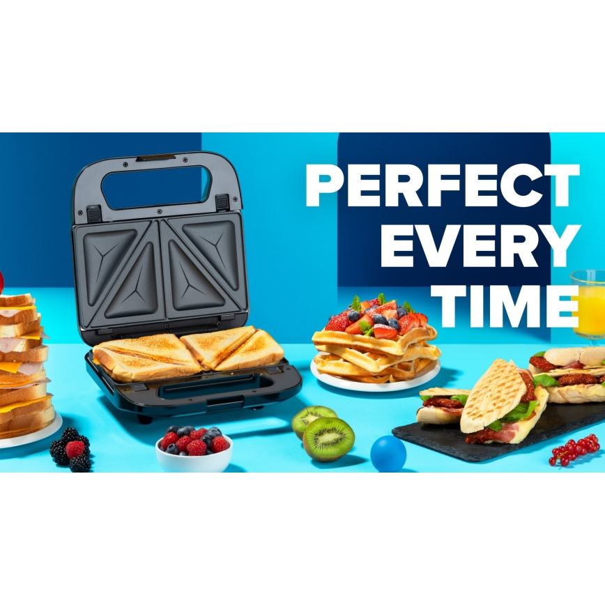 Niceboy ION Snacker S3 - Бутербродница 3в1 750W/230V нержавеющая сталь/черный
