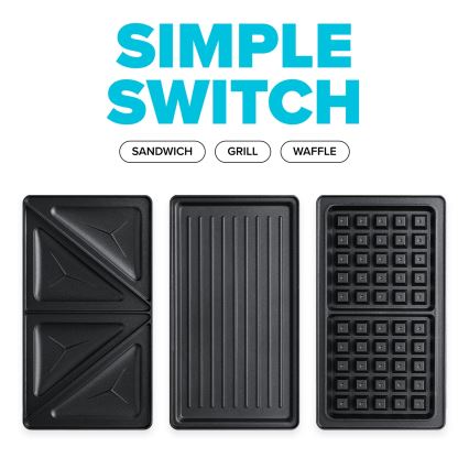 Niceboy ION Snacker S3 - Бутербродница 3в1 750W/230V нержавеющая сталь/черный