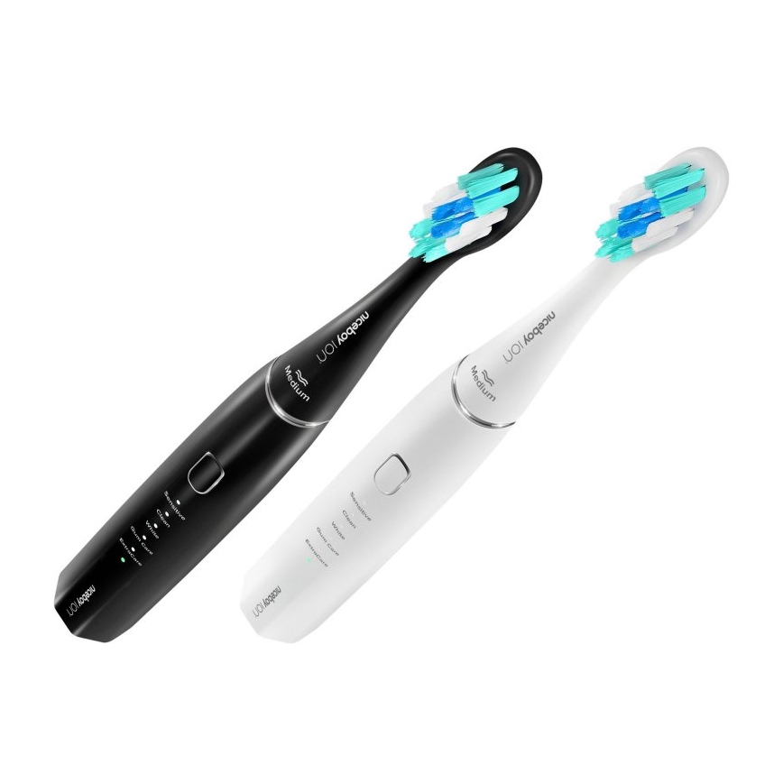 Niceboy ION Sonic Duo Pack - НАБОР 2x Звуковая зубная щетка IPX7 черный + белый