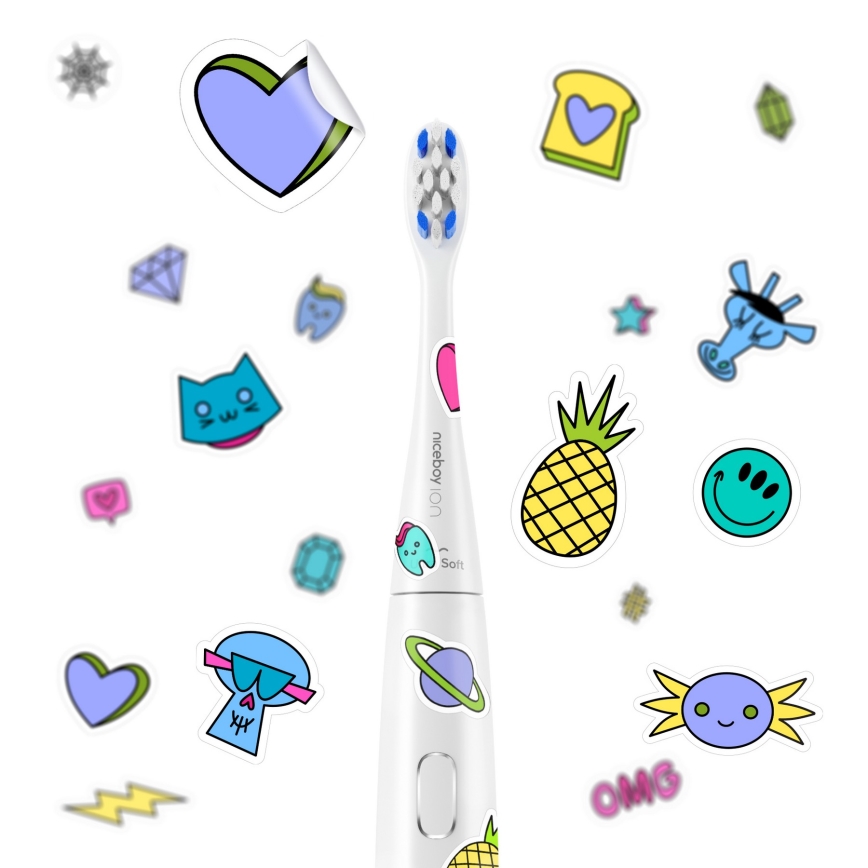 Niceboy ION Sonic Kids - Детская звуковая зубная щетка 500 mAh IPX7 белый
