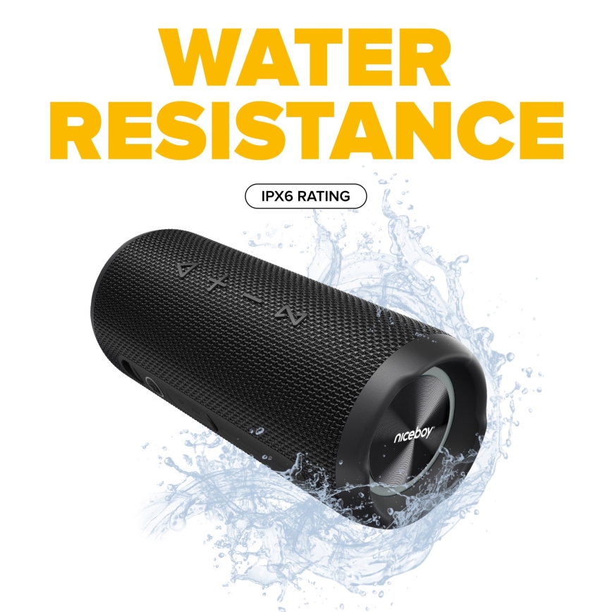 Niceboy Nexus - LED бездротова колонка з мікрофоном 26 Вт/4000 мАг IPX6 чорна